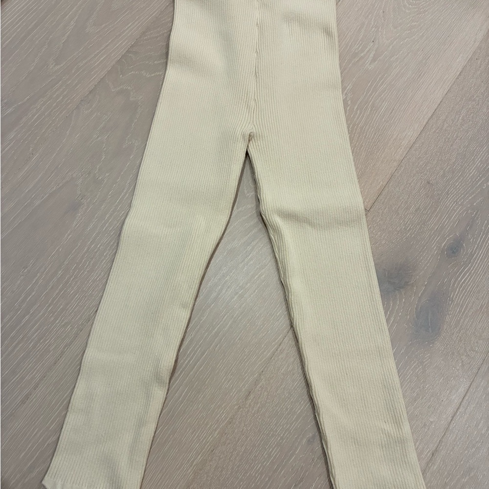 2 Ribbed Leggings white and brown